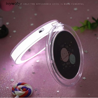 Ivywoly LED Mini Espejo De Maquillaje De Mano Plegable Pequeño Portátil Micro USB Cosmético CO