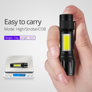 Nueva Mini linterna de bolsillo recargable Dual LED Cree Q5+COB Pocketman al aire libre