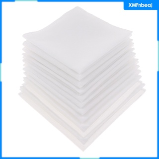 paquete de 12 pañuelos de algodón 100% pañuelos clásicos de bolsillo blanco sólido cuadrado de regalo