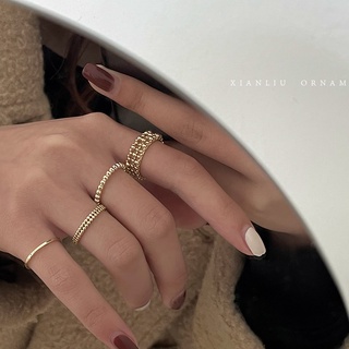 Anillo de Metal elegante de alta calidad personalidad de moda para mujer nicho de lujo asequible exquisito traje de Internet anillo de dedo índice estilo frío (1)
