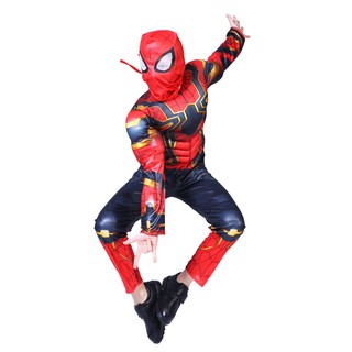 <Disponible> Avergers superhéroe Spiderman Cosplay disfraz para niños conjunto de ropa muscular Spider Man traje de Halloween Cosplay disfraz para niños (3)