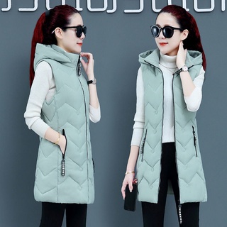 2021Nueva ropa de invierno estilo coreano Chaleco de algodón de longitud media para mujer ropa exterior a juego Chaleco Ajustado chaleco abrigo grueso