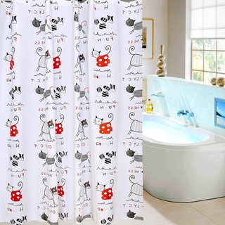 Cortina de ducha engrosada de gato de dibujos animados impermeable decoración de baño baño PEVA cortina