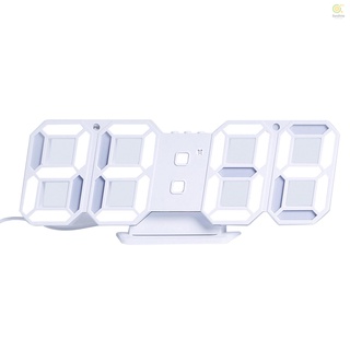 Sunshine 3D LED Digital reloj electrónico reloj de mesa despertador de pared brillante relojes colgantes blanco