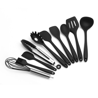 Yudas juego De utensilios De cocina negro De silicona en forma De cuchara/utensilios De cocina