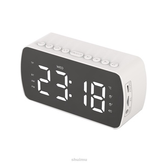 Digital escritorio Radio FM reloj despertador Mini portátil espejo Led modo Sleepy altavoz Bluetooth