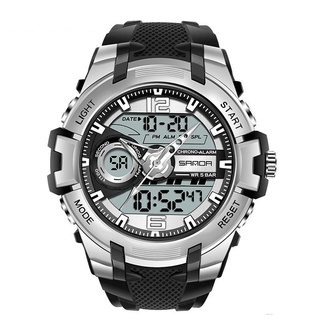 Sanda 6015 reloj deportivo al aire libre de doble pantalla de moda grande Dial impermeable reloj para hombres