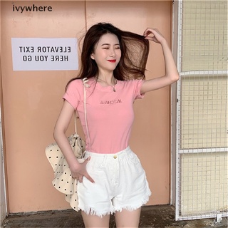 ivywhere mujer camiseta manga corta letra bordado impresión slim tops verano camiseta co (7)