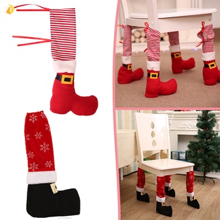 la silla de navidad de la pierna de los calcetines de la silla de la pierna cubre el piso protector de las piernas de la mesa decoraciones para la oficina en casa (1)