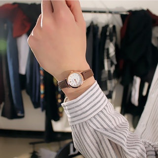 coreano simple retro pequeño redondo cinturón mujer reloj estudiantes relojes fresco temperamento mujer reloj de pulsera relogio feminino