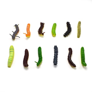 [sabaya] 12 pzs/juego de gusanos de insectos realistas/juguete elástico suave/accesorios para fiesta de halloween (4)