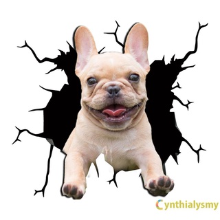 [cy]Bulldog Con lengua fuera del cuerpo del coche desgarro pegatina impermeable decoración perro adhesivo