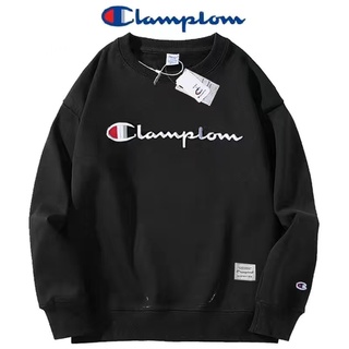 m-5xl champion_tops bordado suelto negro múltiple color manga larga camiseta casual de gran tamaño camisetas parejas cuello redondo sudadera con capucha