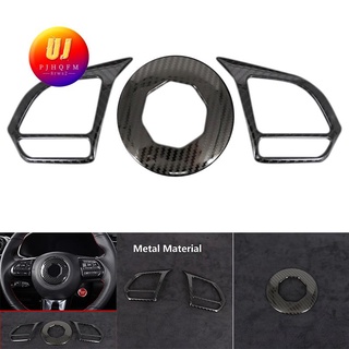 3 piezas de metal de fibra de carbono para volante de coche, marco de decoración para mg zs ev hs mg6 mg5 ezs 2018-2021 accesorios