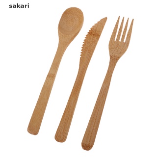 [sakari] 1 juego de cubiertos de viaje de bambú, cuchara reutilizable, herramienta de cocina [sakari] (1)