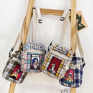 Plaid Bag Female Bag New Shoulder Messenger Bag Cute Girl Canvas Bag