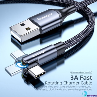 Essager Rotate Micro USB Type C Cable For Xiaomi Samsung 3A Fast Charging USBC TypeC 90 Degree Mobile Phone Cable Data Wire Cord flowearr