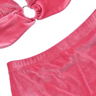 ❁Wg◑Mujer Sexy camisola falda traje fresco Color sólido Halter expuesto ombligo superior y cintura alta falda corta (8)
