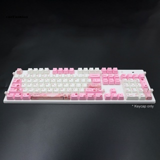 CAR_ 104 Keys PBT Pink Sakura Pattern Keycaps Replacement Set Keyboard Accessory (7)