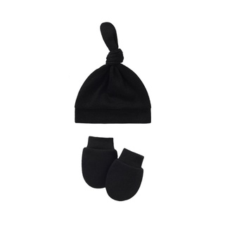 GUU Baby Anti-arañazos guantes anudados sombrero conjunto de manoplas recién nacido gorro caliente Kit de gorros de ducha regalos (4)