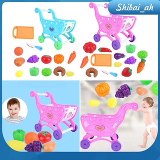 Shibai_ah carrito De Compras Para niños/carro De Supermercado/juguete Para niños Para guardar Supermercado/fruta/comida Para niños/unisex 2