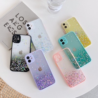 Casing For iPhone 12 11 Pro Max 6 6s Plus X XS Max XR SE 2020 12 Mini Gradient Glitter Sequins Transparent Phone Case Silicone Anti-drop Clear Soft Protective Cover