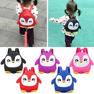 ifashion1 mochila de pingüino de dibujos animados niño niña kindergarten escuela bolsas con cuerda anti perdida (4)