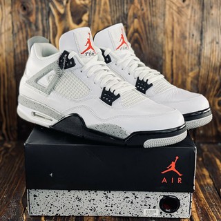 Nike Air Jordan 4 Retro OG Hombres Blanco Cement/Negro AJ4 Zapatos De Baloncesto 840606-192