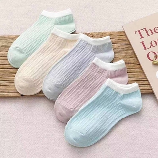 calcetines de moda para mujer/calcetines de rayas simples de color sólido de algodón transpirable/calcetines deportivos para barco