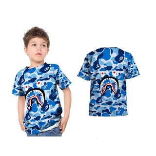 Bape Shark 3d Fullprint Art 1 camiseta corta para niños