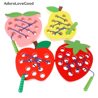 [alg] gusano comer fruta juguetes de madera para niños montessori juguete educativo pera melocotón fresa [adorelovegood]