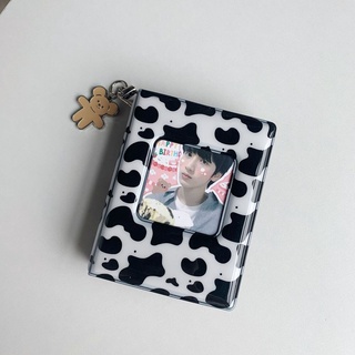 SKEETS Business Card Bag Photos Album Kpop Idol Cards Storage Collect Books Double Sided Mini 16 Sheets Card Stock Collection Postcards Organizer Cow Style/Multicolor (7)