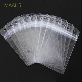 maahs - tarjetero de identificación (10 unidades, transparente, vertical, con cremallera, vinilo transparente, plástico pvc caliente, multicolor)
