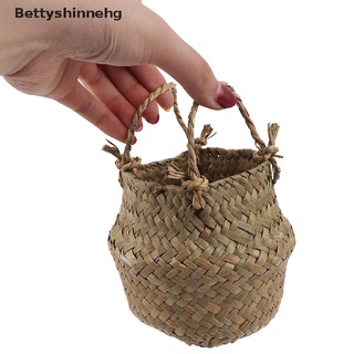 bhg> cesta de pasto marino cesta de mimbre cesta de almacenamiento plegable maceta de paja decoración de jardín bien