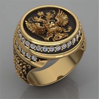 anillo vintage con alas de ángel dorado chapado en oro gota de aceite diamante anillo para hombre