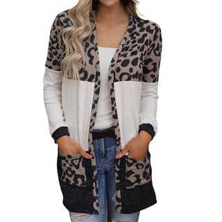 <cod> chaqueta de punto de mujer a prueba de viento estampado de leopardo cardigan cardigan suéter cálido prendas de abrigo (6)