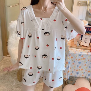 Pijamas de verano de las mujeres nuevos pantalones cortos de manga corta dulce princesa estilo coreano estudiante lindo traje de dos piezas pijamas ropa de casa