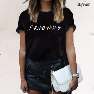 [ts] camiseta friends letter transpirable poliéster adultos top wear para la vida diaria