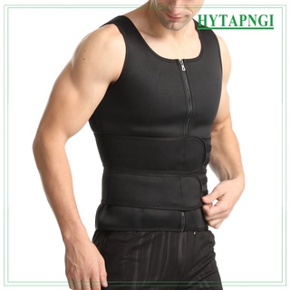[Hytapngi] traje de Sauna de neopreno para hombre, cintura entrenador chaleco cremallera cuerpo Shaper con cinturón ajustable banda de sudor caliente entrenamiento (3)