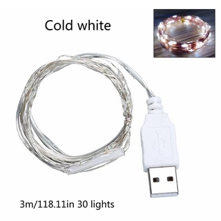 3M 30 luces Led Usb cable De plata impermeable (2)