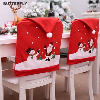 [mariposa] Decoración de navidad silla cubre asiento de comedor santa claus hogar fiesta decoración tela