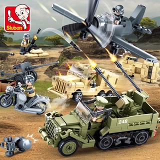 552pcs norte de áfrica campaña militar camión Panzer tanque modelo bloques de construcción Lego Compatible conjuntos WW2 bombarderos del ejército avión helicópteros niños juguetes