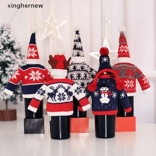 [xinghernew] funda de botella de vino de navidad para suéter de punto, fiesta, mesa, cena, botella, decoración caliente