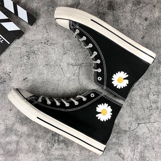 Converse 3554 Canvas Shoes Girls High-top Couple Shoes Small Daisy Embroidery Classic Hot Sale All-match Sneakers Canvas Shoes Casual