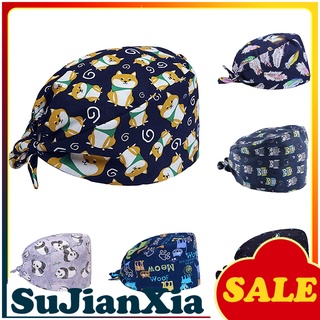 sujianxia unisex pluma panda ajustable sudor absorbente exfoliante gorra redondo bouffant sombrero