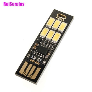 [Ruisurplus] MINI interruptor táctil USB móvil lámpara de camping 6 LED luz de noche lámpara