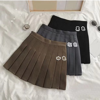 Falda plisada negra de tela de traje súper bueno para mujer2020Verano nuevo adelgazamiento de alta cintura pequeña Falda corta (1)