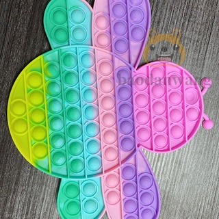 Juguete colorido Push Bubble Fidget de silicona portátil de descompresión juguete de pensamiento juego de rompecabezas de entrenamiento para niños adultos (4)