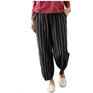 mujer rayas cintura elástica vintage más tamaño con bolsillos pantalones