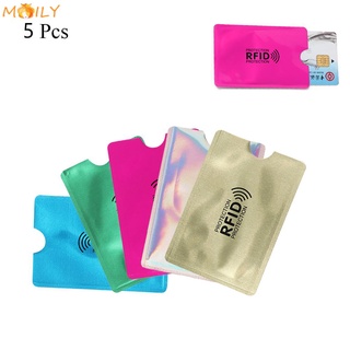 Moily 5Pcs Smart Card Holder Bank manga cartera RFID bloqueo antirrobo lector de aluminio tarjetas de crédito proteger la cubierta/Multicolor